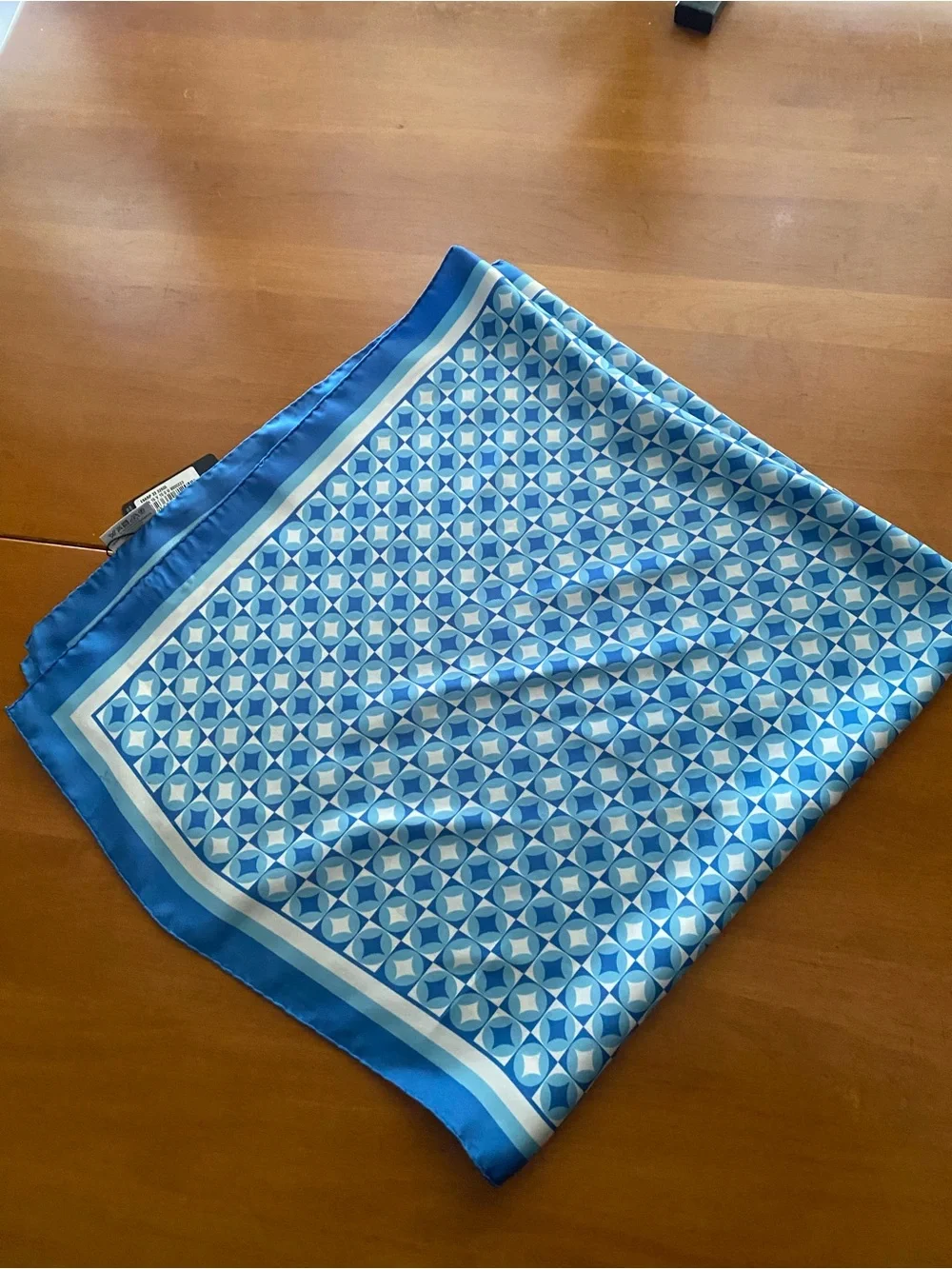 Gorgeous Geometric Blue Silk Scarf
